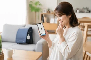 スマホで子どもの位置情報を確認するママ