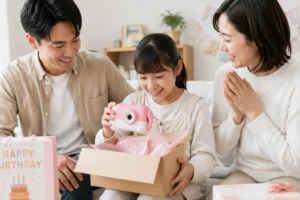 myFirst Camera Insta 20をプレゼントでもらった小学生のイメージ