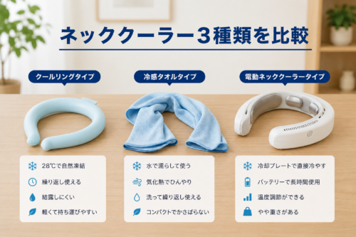 小学生向けネッククーラーの種類比較