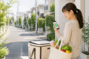 OniGO八王子の配達エリアをスマホで確認するイメージ画像