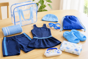 水着やラップタオルなど小学生のプール用品一式