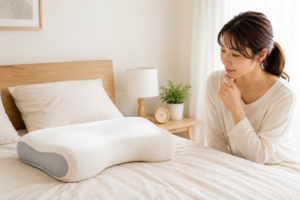 横向き寝用枕YOKONE3Bを検討するママのイメージ