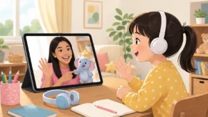 外部通話ツールで受ける低価格な子ども向け英会話のイメージ