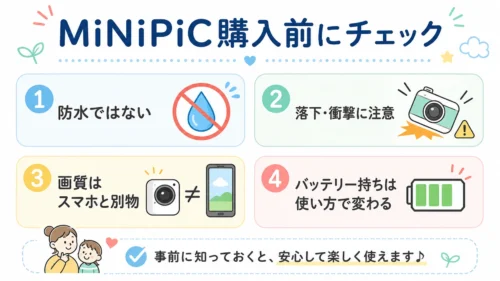 MiNiPiCを購入する前に確認したい防水や画質などの注意点