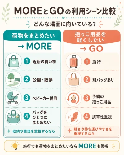 ポルバンMOREとGOを買い物や旅行など利用シーン別に選ぶ図