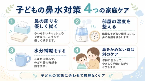子どもの鼻水対策として家庭でできる4つのケア方法